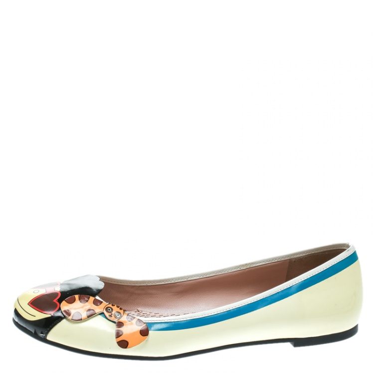 Pre Owned Marc by Marc Jacobs Multicolor Patent Leather Ballet Flats Size 38.5