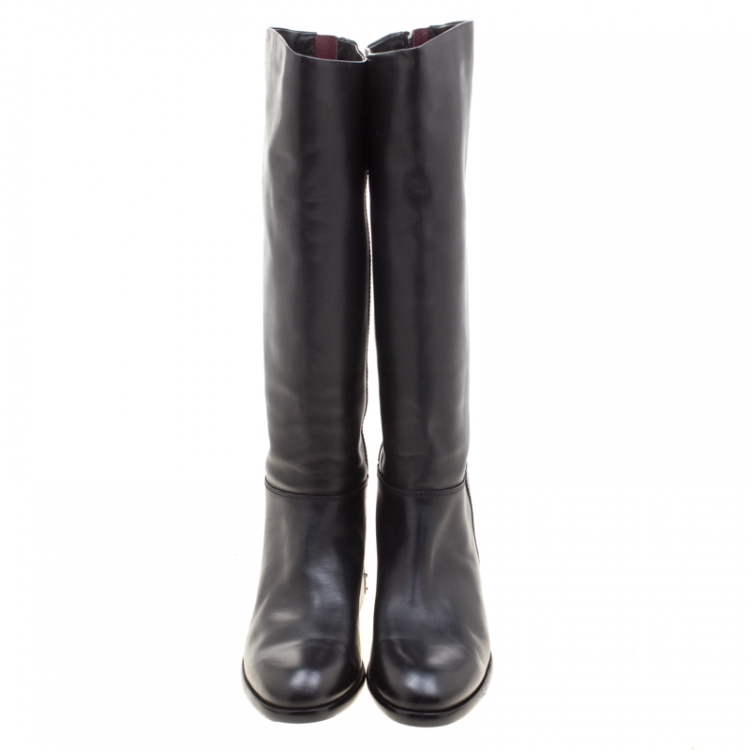 Pre Owned Marc By Marc Jacobs Black Leather Kip Knee High Boots Size 37