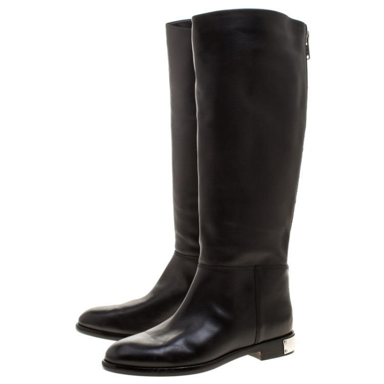 Pre Owned Marc By Marc Jacobs Black Leather Kip Knee High Boots Size 37