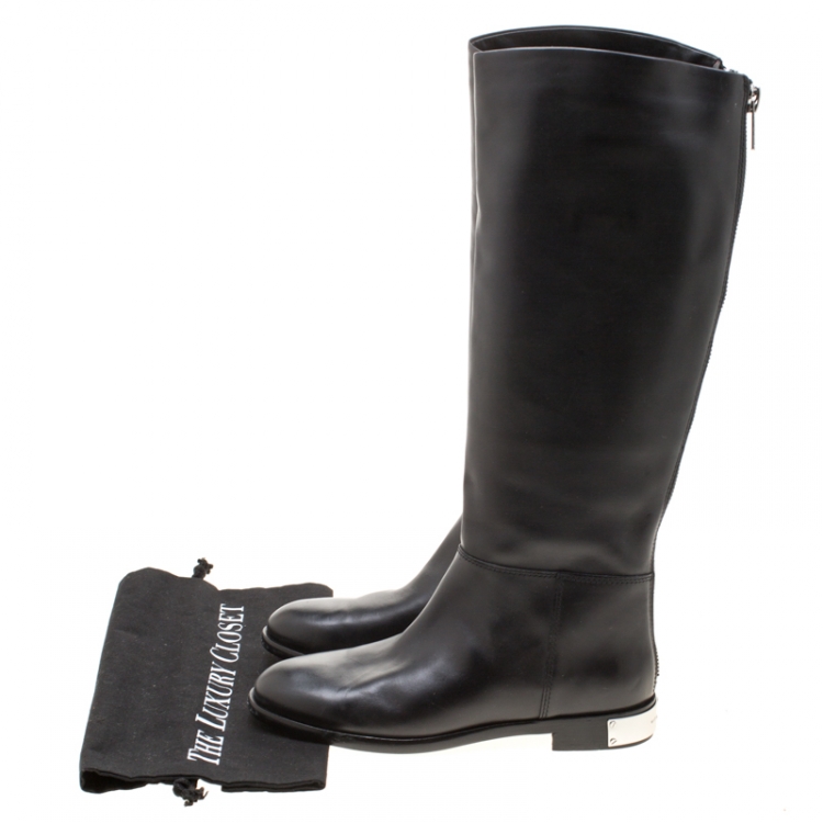 Pre Owned Marc By Marc Jacobs Black Leather Kip Knee High Boots Size 37