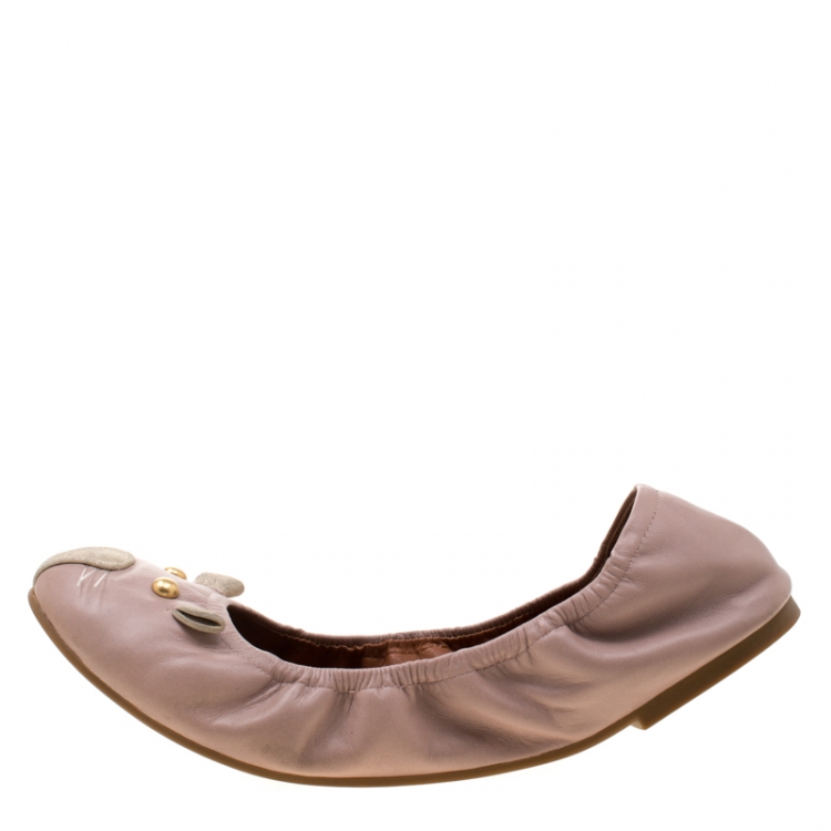 Pre Owned Marc by Marc Jacobs Pink Leather mouse Flats 40