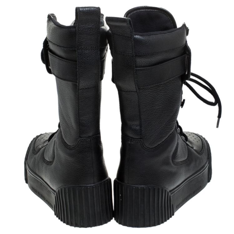 Pre Owned Marc by Marc Jacobs Black Leather Lace Up Mid Calf Boots Size 38