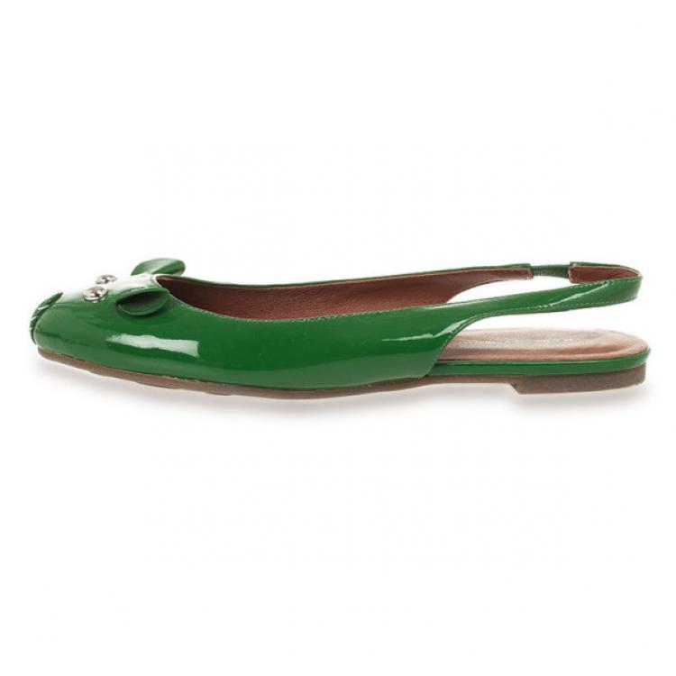 Pre Owned Marc by Marc Jacobs Green Patent Mouse Slingback Sandals Size 35.5