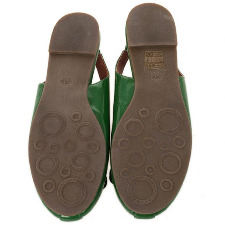 Pre Owned Marc by Marc Jacobs Green Patent Mouse Slingback Sandals Size 35.5