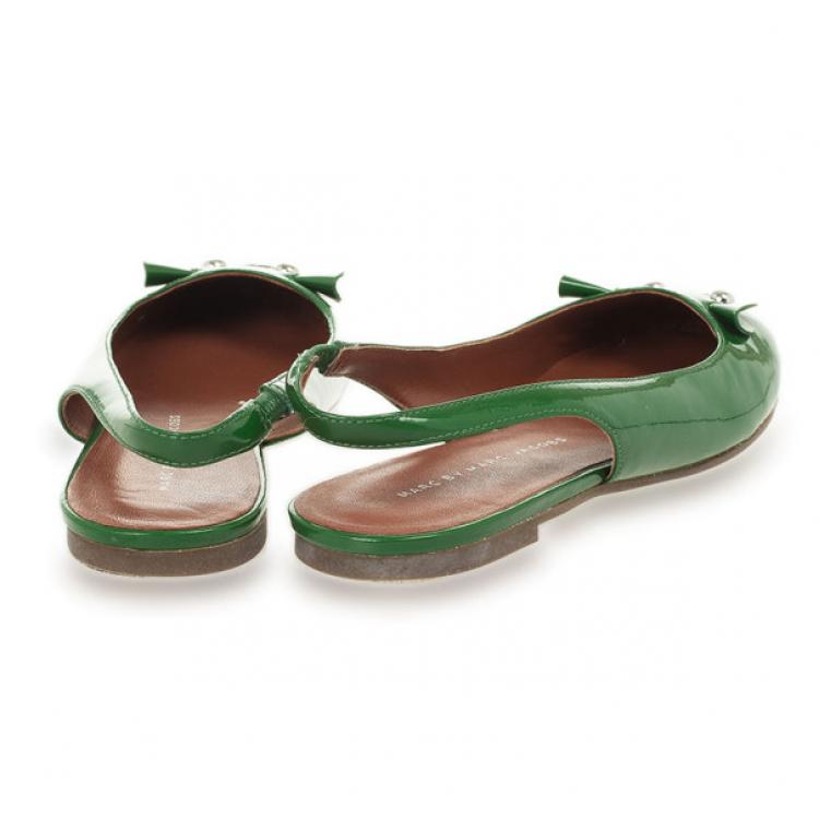 Pre Owned Marc by Marc Jacobs Green Patent Mouse Slingback Sandals Size 35.5
