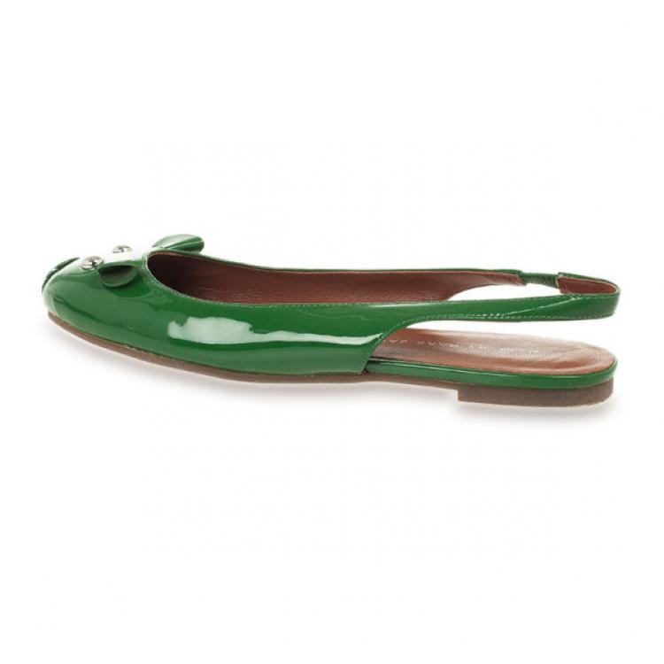 Pre Owned Marc by Marc Jacobs Green Patent Mouse Slingback Sandals Size 35.5