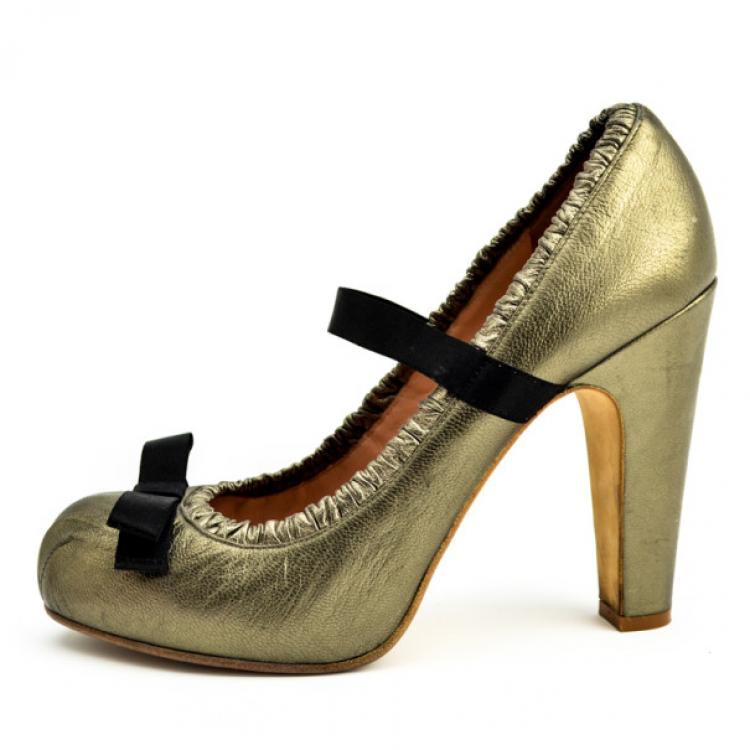 Pre Owned Marc by Marc Jacobs Metallic Bow Pumps Size 38.5