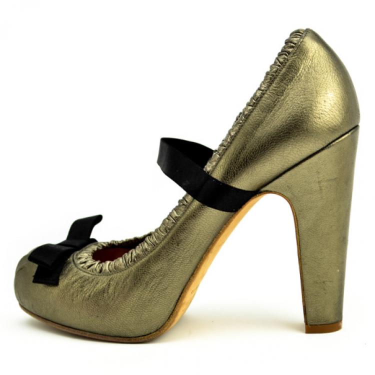 Pre Owned Marc by Marc Jacobs Metallic Bow Pumps Size 38.5