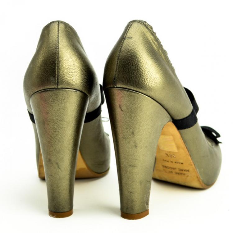 Pre Owned Marc by Marc Jacobs Metallic Bow Pumps Size 38.5