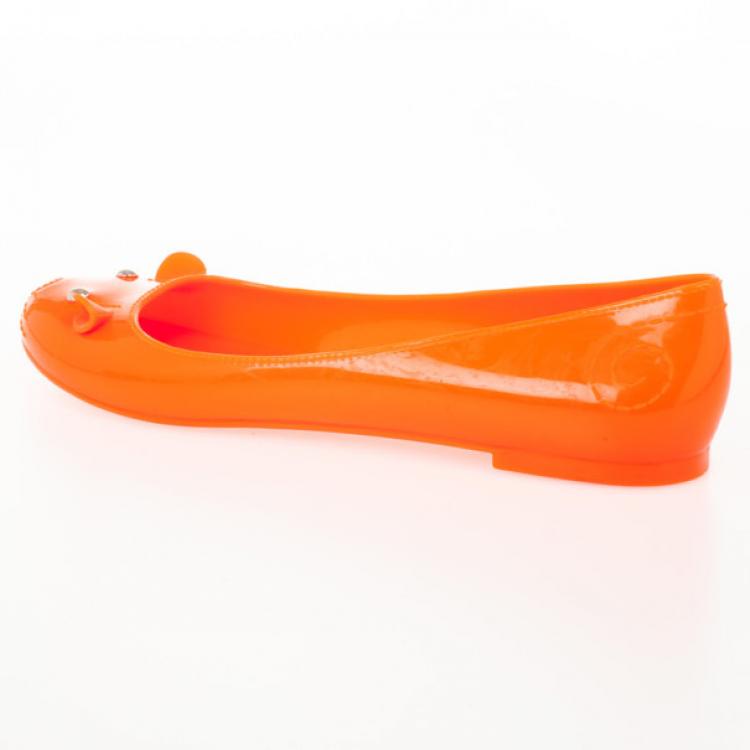 Pre Owned Marc by Marc Jacobs Orange Jelly Mouse Ballet Flats Size 40