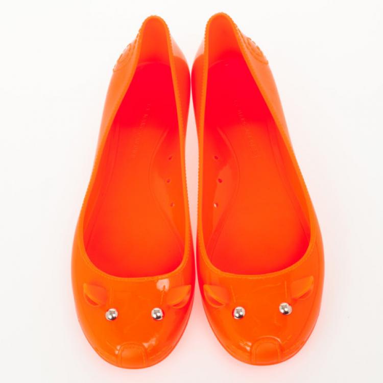 Pre Owned Marc by Marc Jacobs Orange Jelly Mouse Ballet Flats Size 40