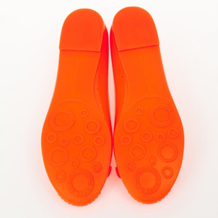 Pre Owned Marc by Marc Jacobs Orange Jelly Mouse Ballet Flats Size 40