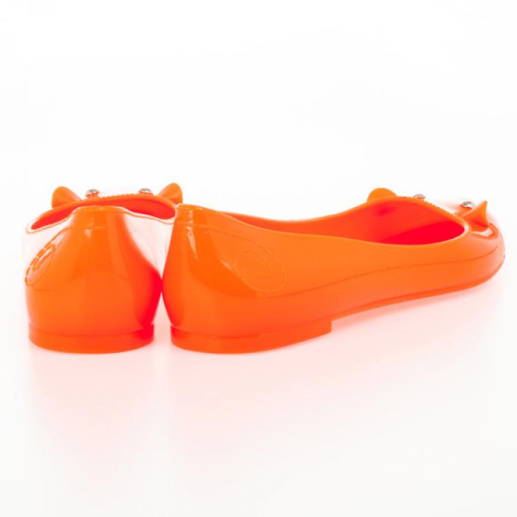 Pre Owned Marc by Marc Jacobs Orange Jelly Mouse Ballet Flats Size 40