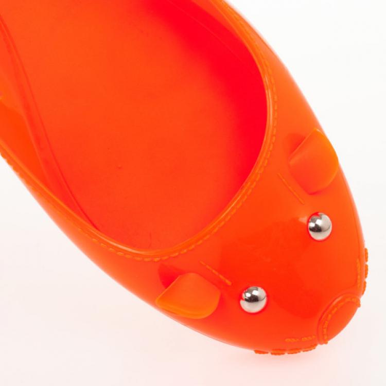 Pre Owned Marc by Marc Jacobs Orange Jelly Mouse Ballet Flats Size 40
