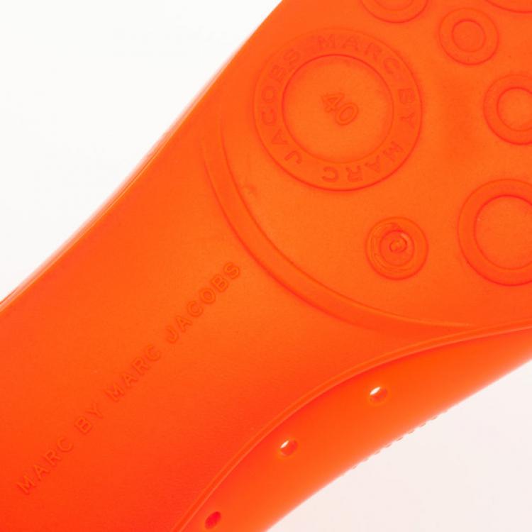 Pre Owned Marc by Marc Jacobs Orange Jelly Mouse Ballet Flats Size 40