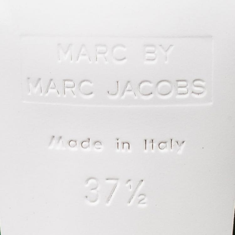 Pre Owned Marc by Marc Jacobs Green Metallic Leather Low Heeled Sandals Size 37.5