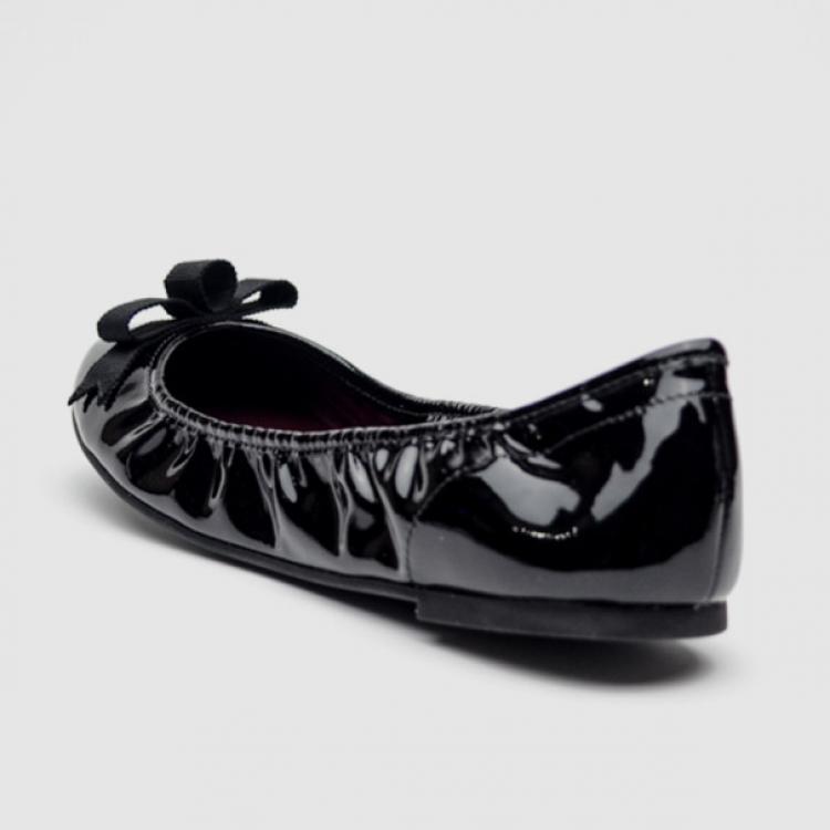Pre Owned Marc by Marc Jacobs Black Patent Leather Bow Ballet Flats Size 38