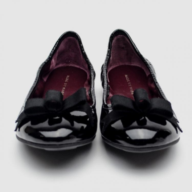 Pre Owned Marc by Marc Jacobs Black Patent Leather Bow Ballet Flats Size 38