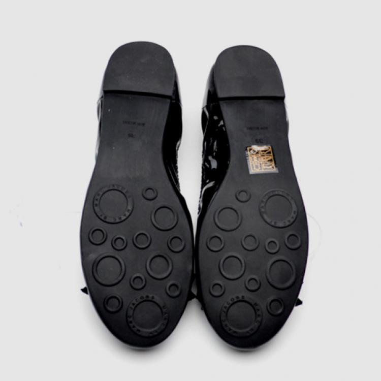 Pre Owned Marc by Marc Jacobs Black Patent Leather Bow Ballet Flats Size 38