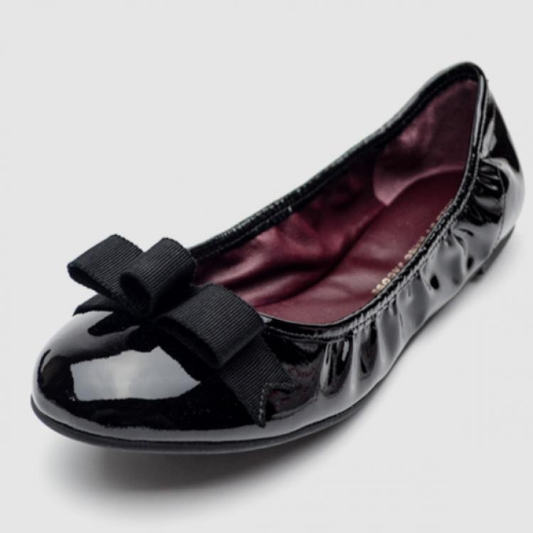 Pre Owned Marc by Marc Jacobs Black Patent Leather Bow Ballet Flats Size 38