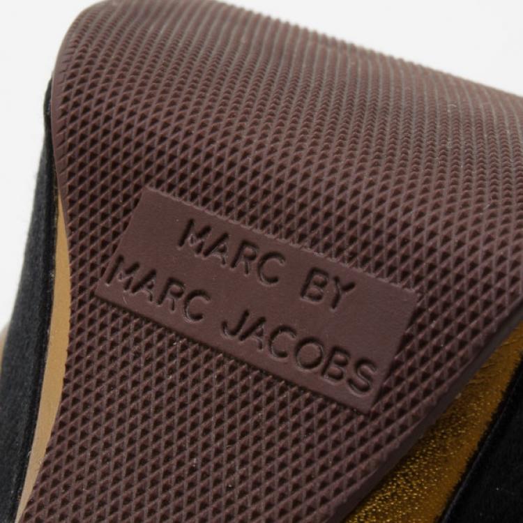 Pre Owned Marc by Marc Jacobs Bronze and Black Platform Sandals Size 37