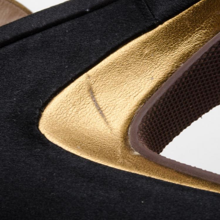 Pre Owned Marc by Marc Jacobs Bronze and Black Platform Sandals Size 37