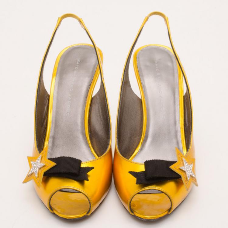 Pre Owned Marc by Marc Jacobs Metallic Star Slingbacks Size 38