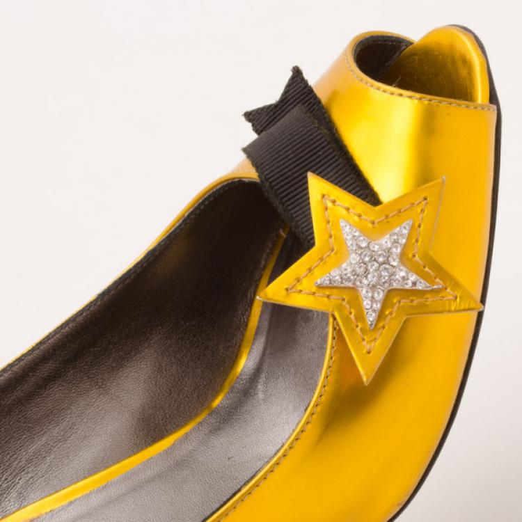 Pre Owned Marc by Marc Jacobs Metallic Star Slingbacks Size 38