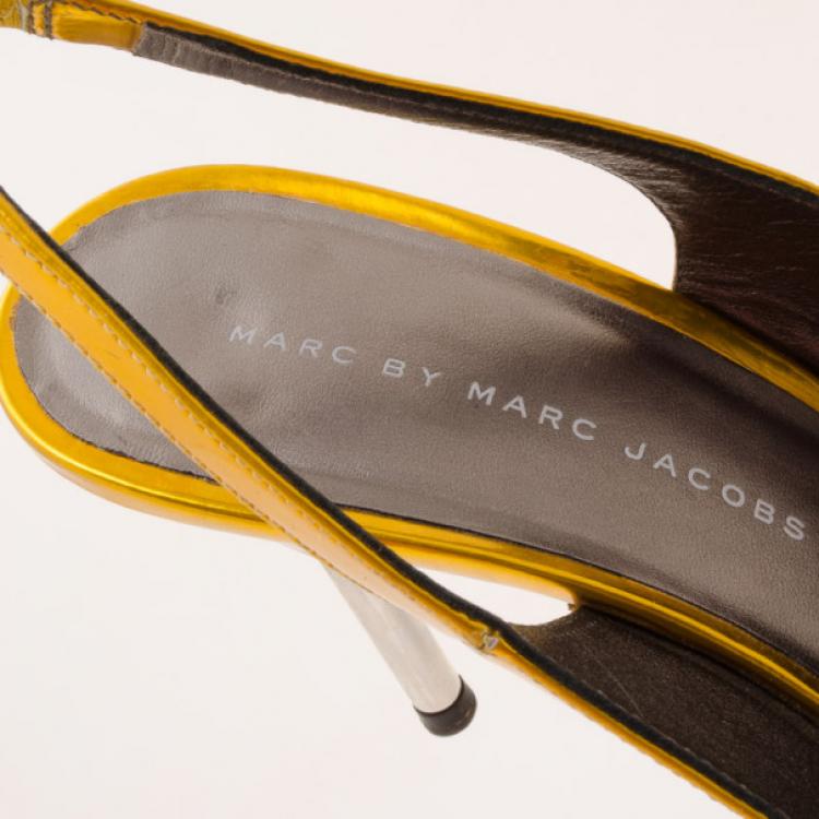 Pre Owned Marc by Marc Jacobs Metallic Star Slingbacks Size 38
