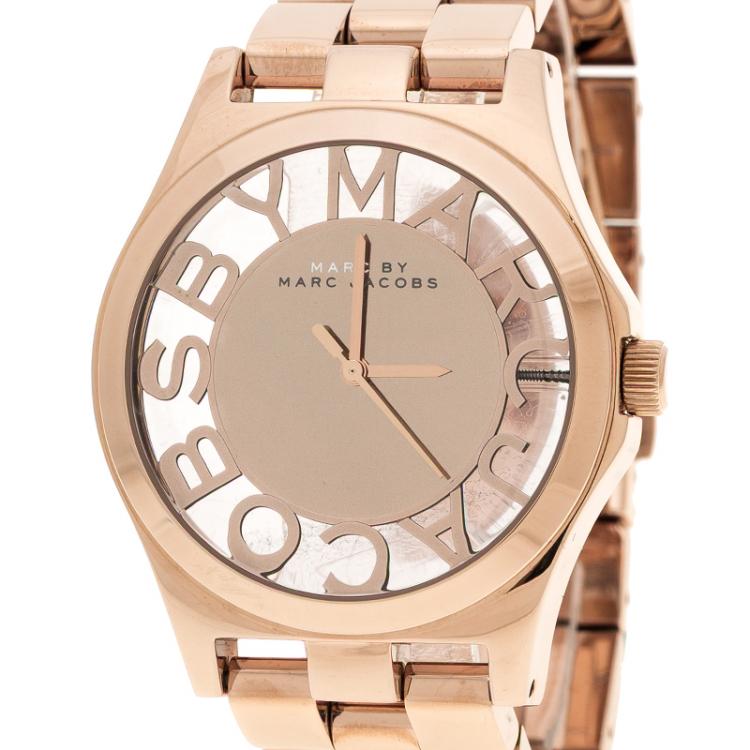 Pre Owned Marc by Marc Jacobs Rose Gold Plated Henry Skeleton MBM3107 Women's Wristwatch 40 mm