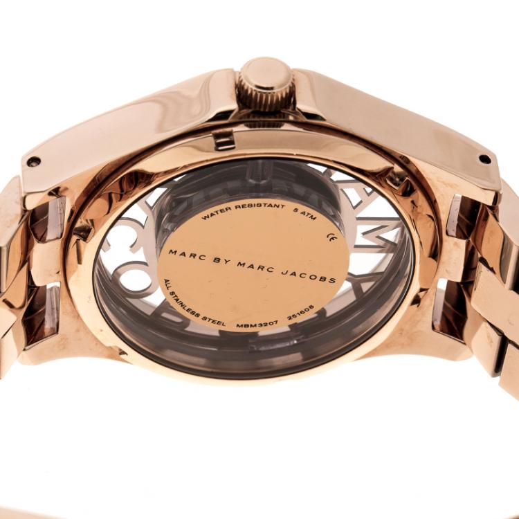 Pre Owned Marc by Marc Jacobs Rose Gold Plated Henry Skeleton MBM3107 Women's Wristwatch 40 mm
