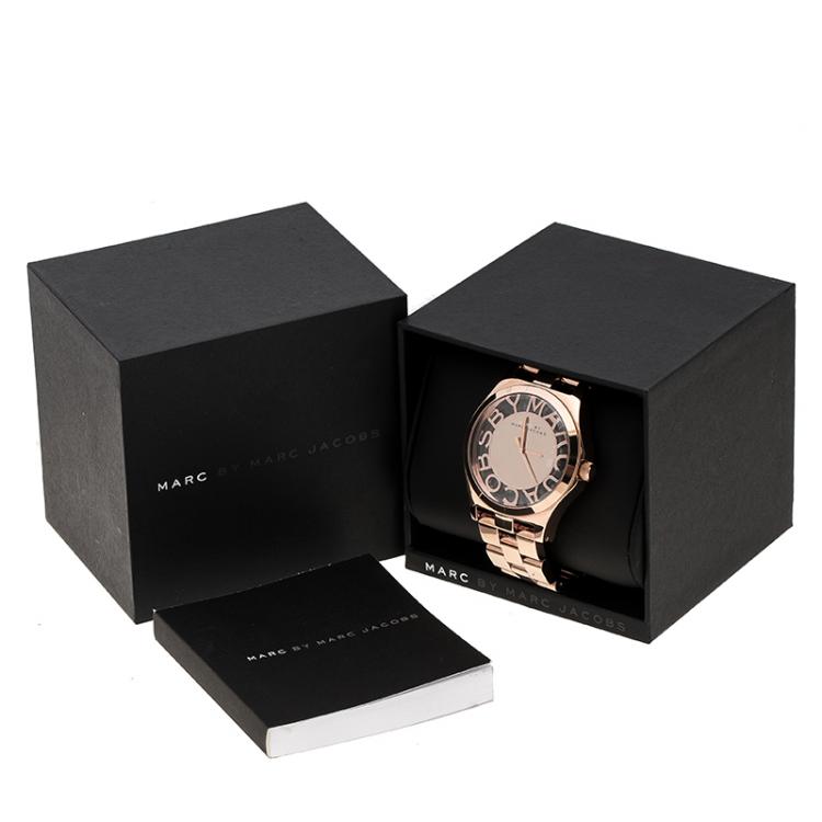 Pre Owned Marc by Marc Jacobs Rose Gold Plated Henry Skeleton MBM3107 Women's Wristwatch 40 mm