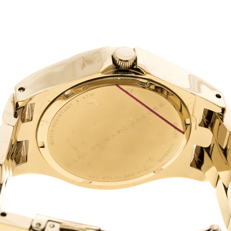 Pre Owned Marc by Marc Jacobs Gold Plated Stainless Steel Henry MBM3211 Women's Wristwatch 36 mm