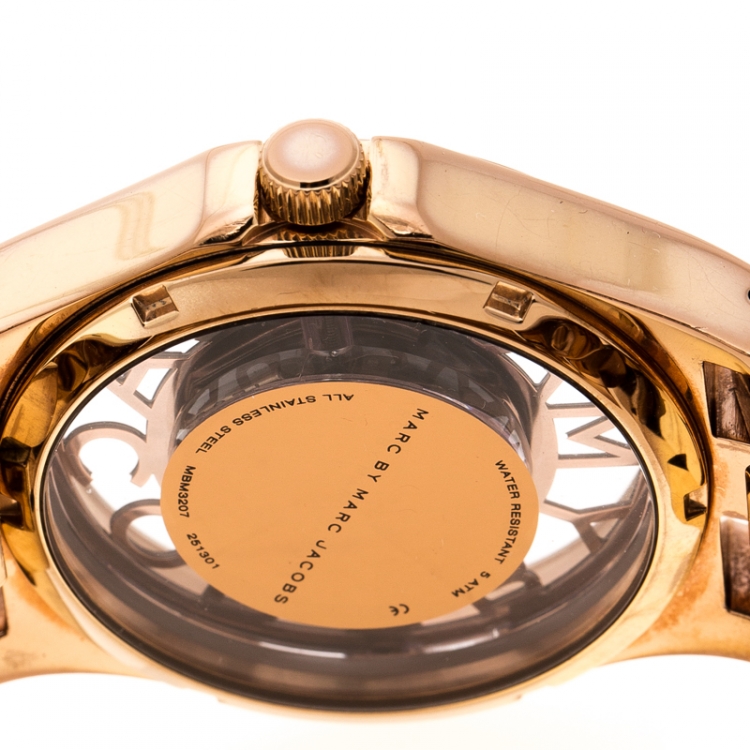 Pre Owned Marc by Marc Jacobs Rose Gold Plated Henry Skeleton MBM3207 Women's Wristwatch 40 mm