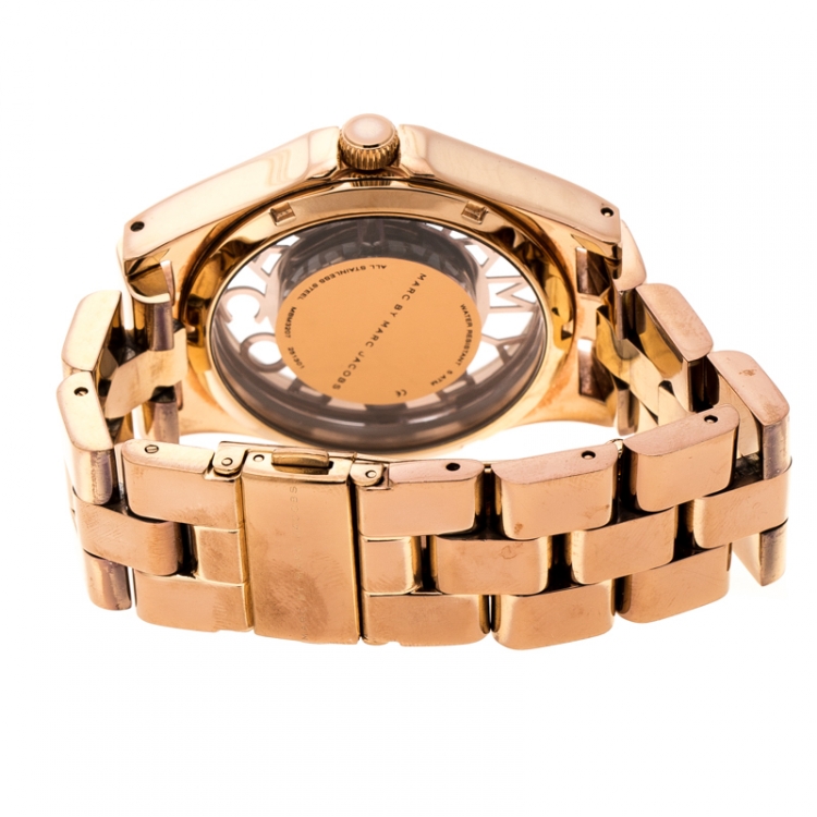 Pre Owned Marc by Marc Jacobs Rose Gold Plated Henry Skeleton MBM3207 Women's Wristwatch 40 mm