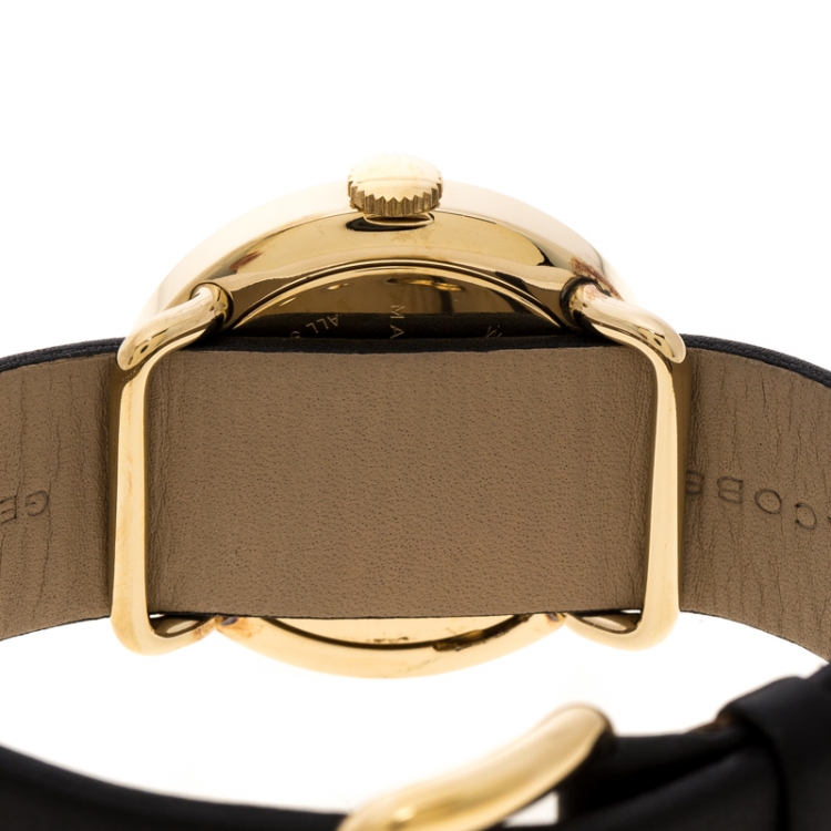 Pre Owned Marc by Marc Jacobs Black Yellow Gold-Plated Stainless Steel Amy MBM1154 Women's Wristwatch 36 mm