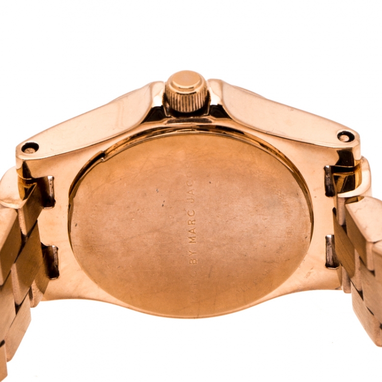 Pre Owned Marc by Marc Jacobs Blue Rose Gold Plated Stainless Steel Henry Dinky MBM3328 Women's Wristwatch 20 mm