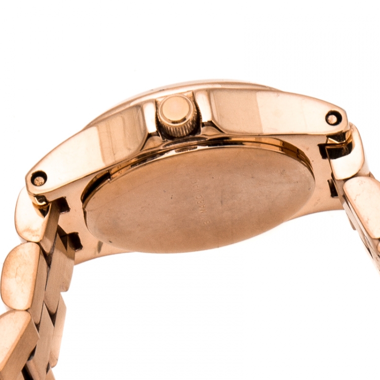 Pre Owned Marc by Marc Jacobs Blue Rose Gold Plated Stainless Steel Henry Dinky MBM3328 Women's Wristwatch 20 mm