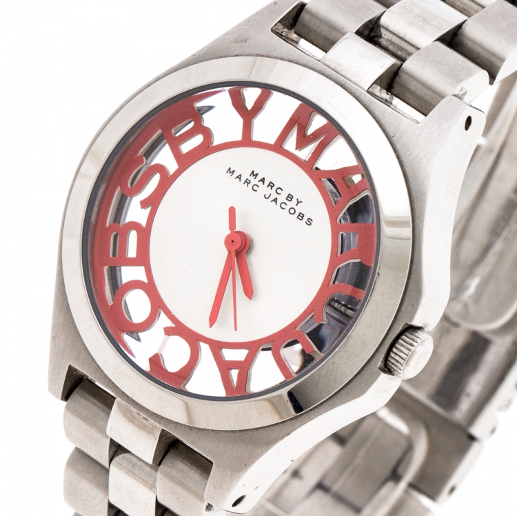 Pre Owned Marc by Marc Jacobs Silver Stainless Steel Skeleton MBM3294 Women's Wriswatch 32MM
