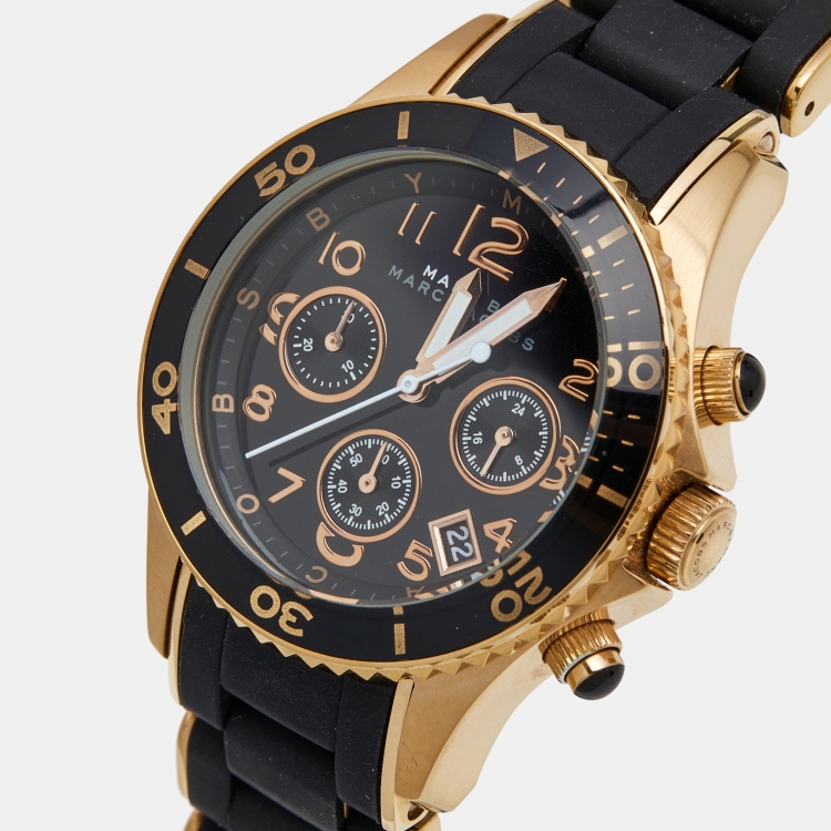 Marc by Marc Jacobs Black Gold Plated Stainless Steel