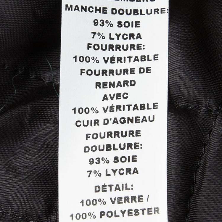 Pre Owned Marc Jacobs Black Goat Leather Fox Fur Trim Embellished Moto Jacket S