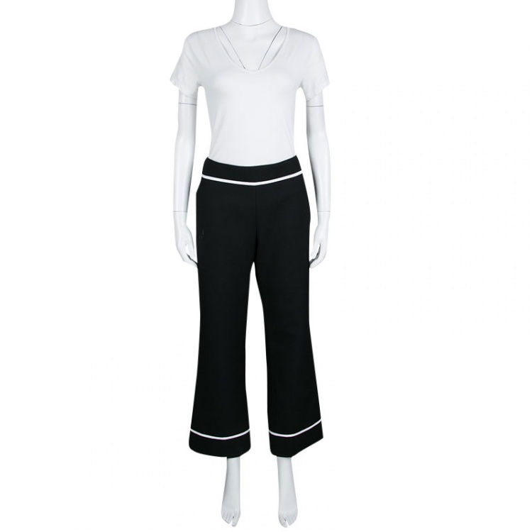 Pre Owned Marc Jacobs Black Doublefaced Wool Contrast Grosgrain Trim Ankle Pants M 