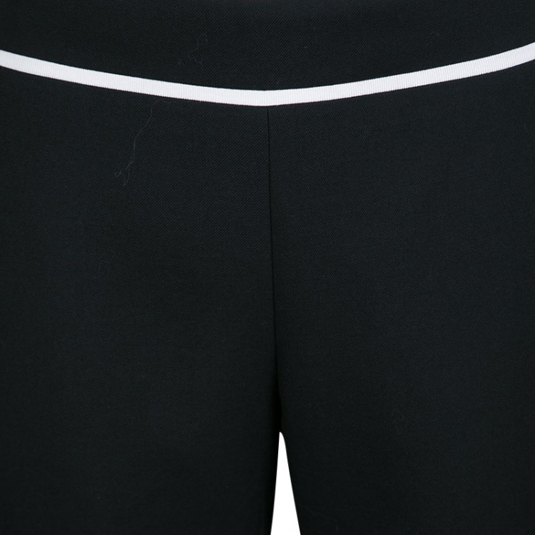 Pre Owned Marc Jacobs Black Doublefaced Wool Contrast Grosgrain Trim Ankle Pants M 