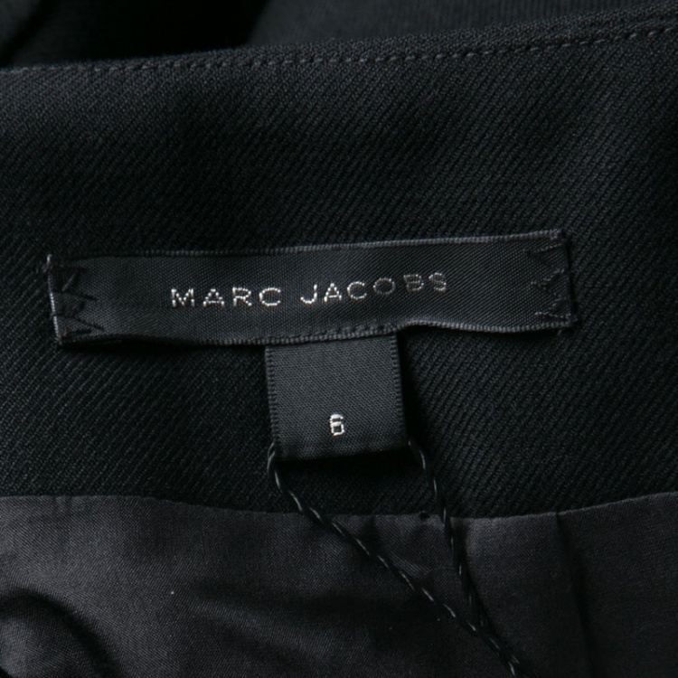 Pre Owned Marc Jacobs Black Doublefaced Wool Contrast Grosgrain Trim Ankle Pants M 