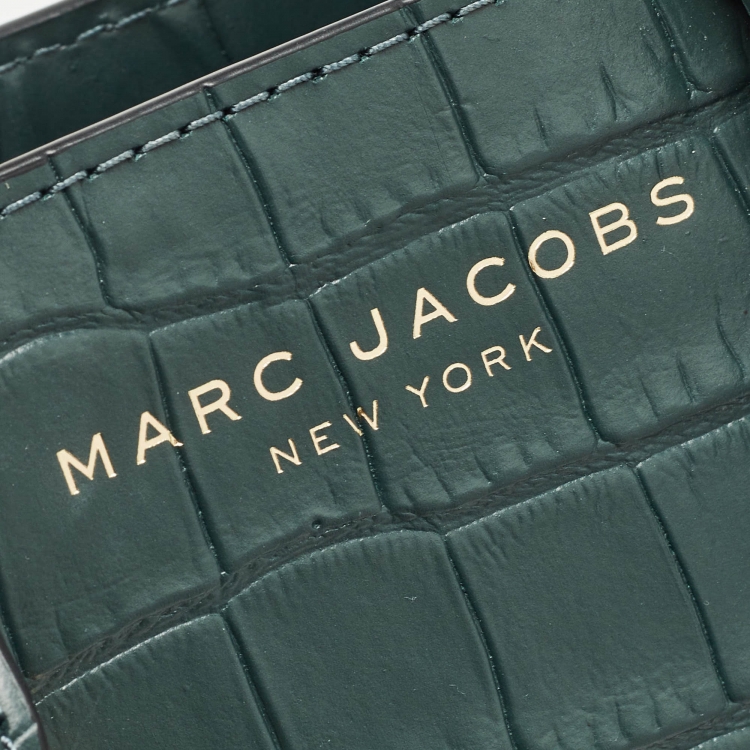 Pre Owned Marc Jacobs Green Croc Embossed Leather Micro Grind Tote