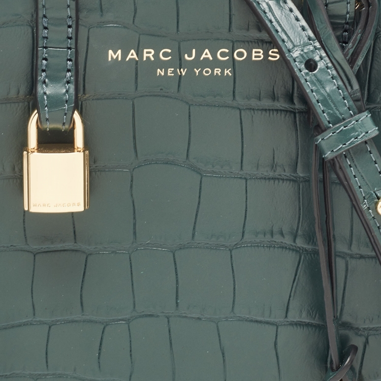 Pre Owned Marc Jacobs Green Croc Embossed Leather Micro Grind Tote