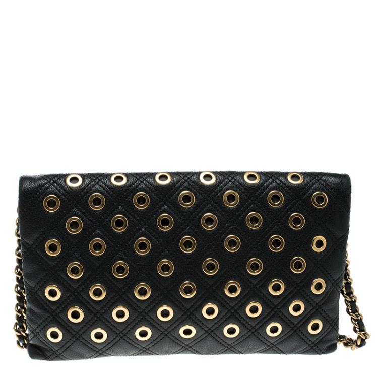 مملوكة مسبقًا Marc Jacobs Black Leather Eyelets Sandy Shoulder Bag