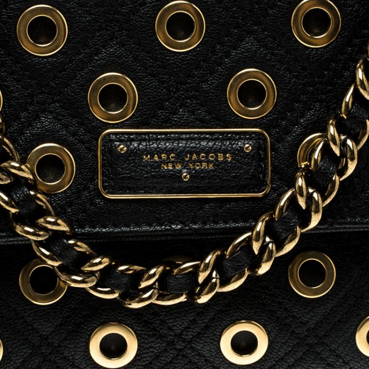 مملوكة مسبقًا Marc Jacobs Black Leather Eyelets Sandy Shoulder Bag