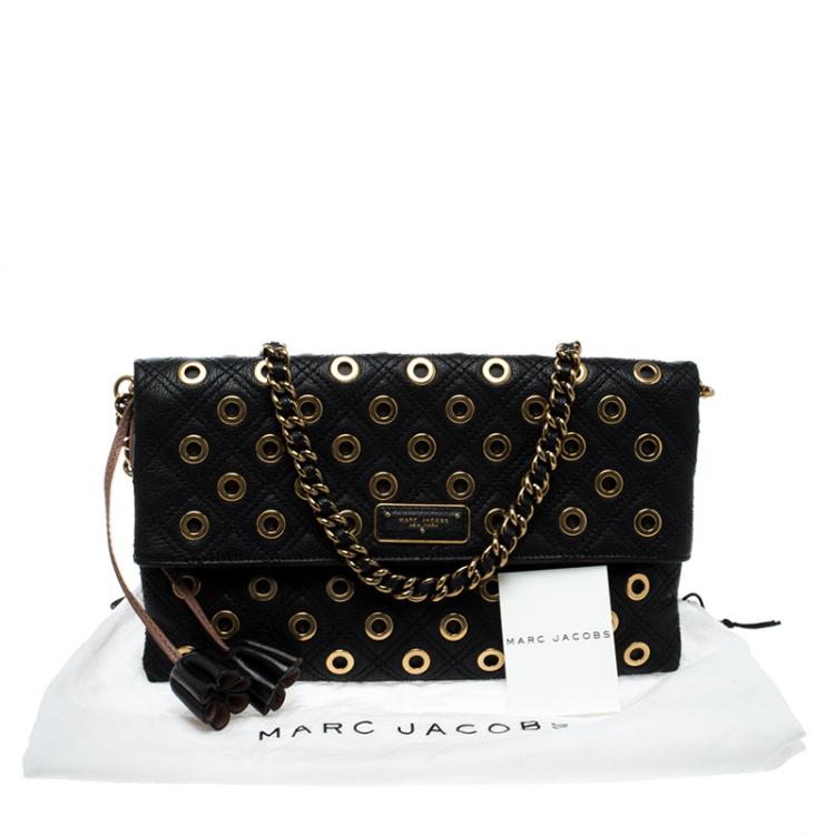 مملوكة مسبقًا Marc Jacobs Black Leather Eyelets Sandy Shoulder Bag
