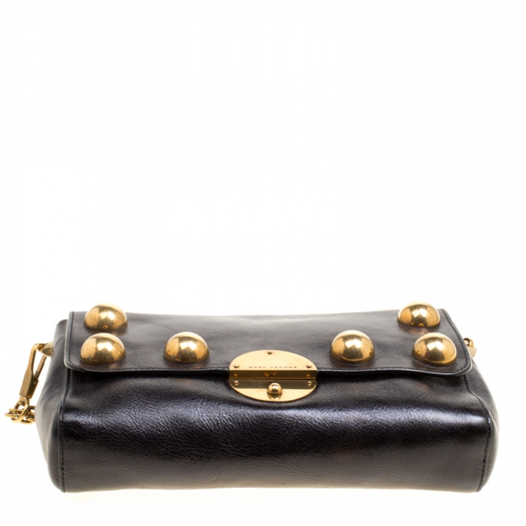 Pre Owned Marc Jacobs Black Leather Small Studded Gotham Shoulder Bag